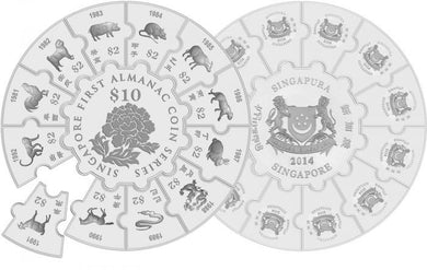 2014 Singapore 13-in-1 8 oz Silver Puzzle Proof-Like Set