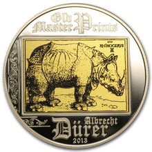 RHINOCEROS Albrecht Durer Renaissance Silver Coin 5$ Cook Islands 2013