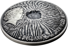 Niue 2014 2$ Volcano Erta Ale 2 oz Antique Finish Silver Coin Ultra High Relief + Real Lava