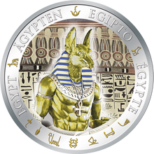 Fiji 2012 1$ Anubis Golden and Colorful EgyptProof Silver Coin