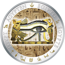 Fiji 2012 1$ Horus Eye Auge Golden and Colorful Egypt Proof Silver Coin