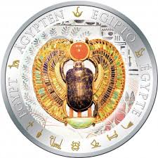 WINGED SCARAB Gilded Egypt Silver Coin 1$ Fiji 2012
