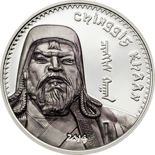 Mongolia 2014 1000 togrog Chinggis Khaan colored Proof Silver Coin